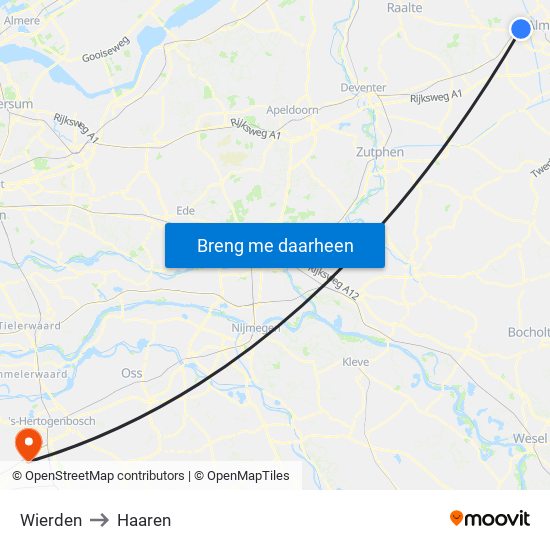 Wierden to Haaren map