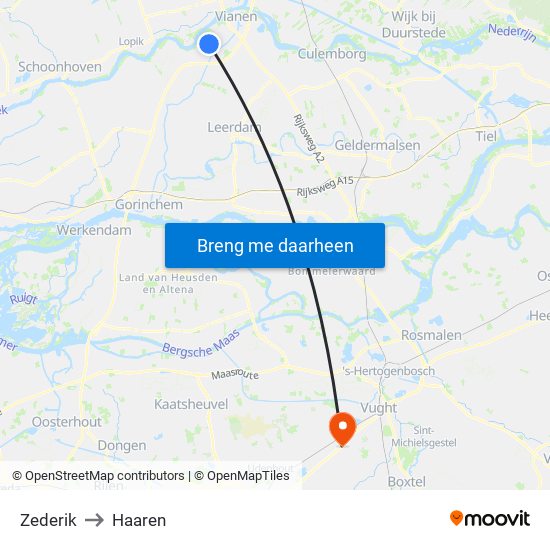 Zederik to Haaren map