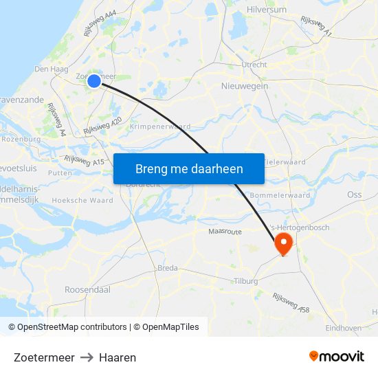 Zoetermeer to Haaren map