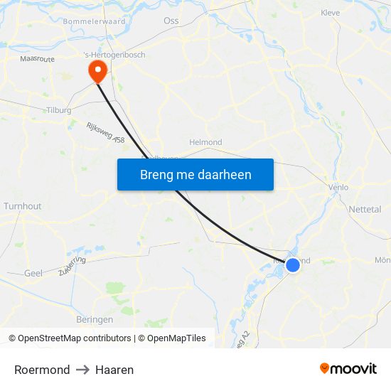 Roermond to Haaren map
