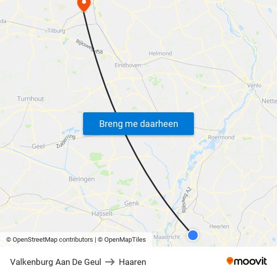 Valkenburg Aan De Geul to Haaren map