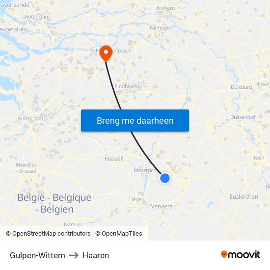 Gulpen-Wittem to Haaren map