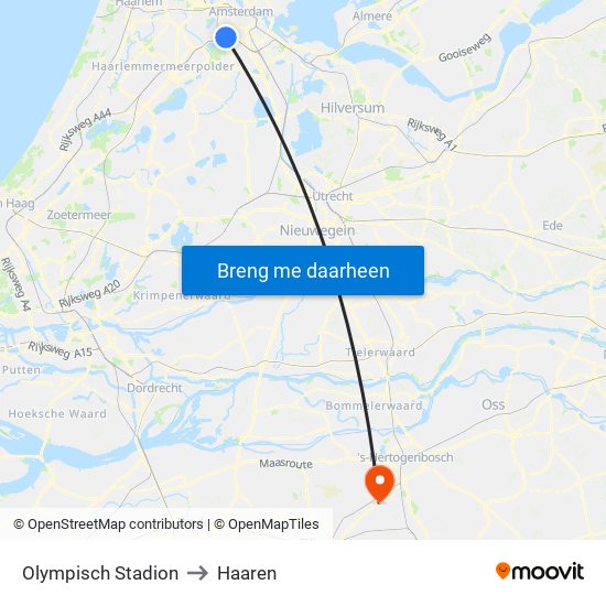 Olympisch Stadion to Haaren map