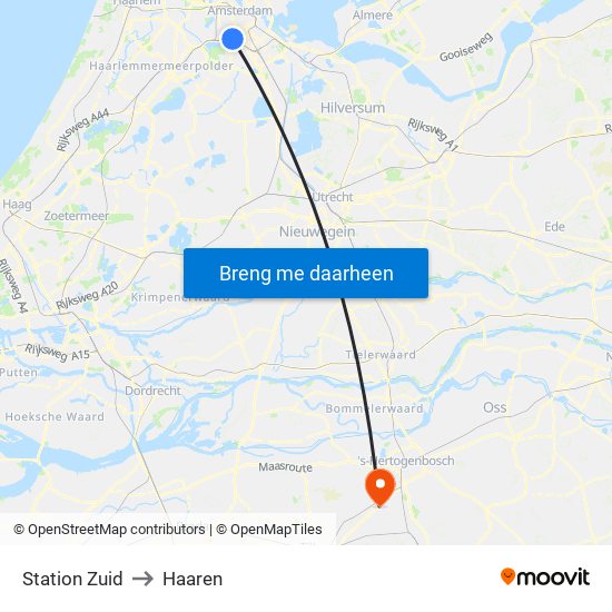 Station Zuid to Haaren map