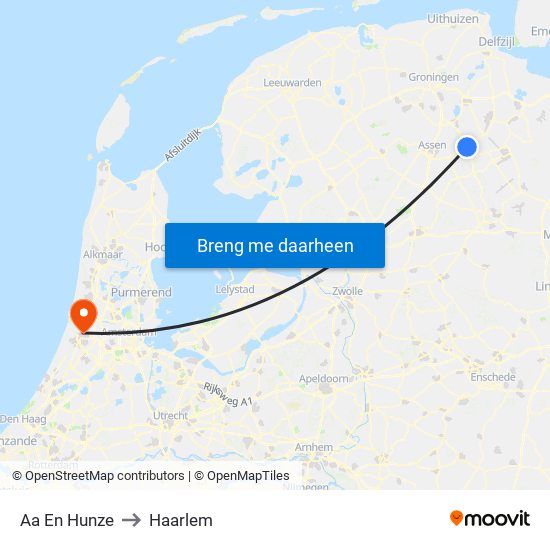 Aa En Hunze to Haarlem map