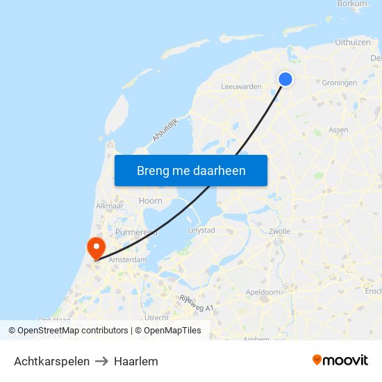 Achtkarspelen to Haarlem map