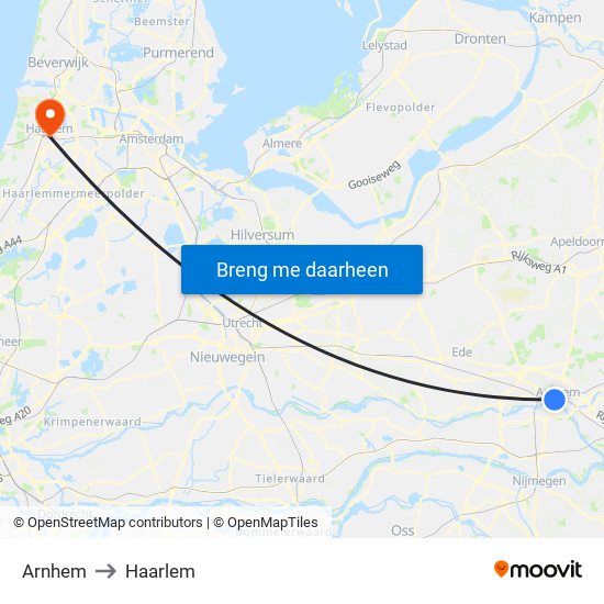 Arnhem to Haarlem map