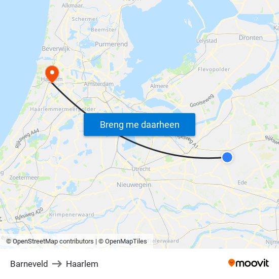 Barneveld to Haarlem map