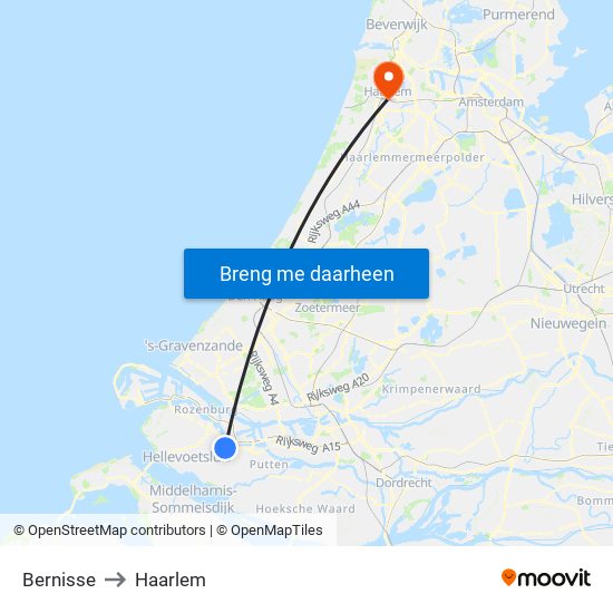 Bernisse to Haarlem map