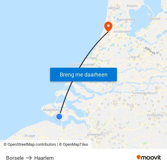 Borsele to Haarlem map