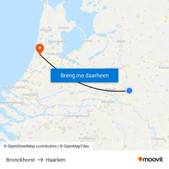 Bronckhorst to Haarlem map