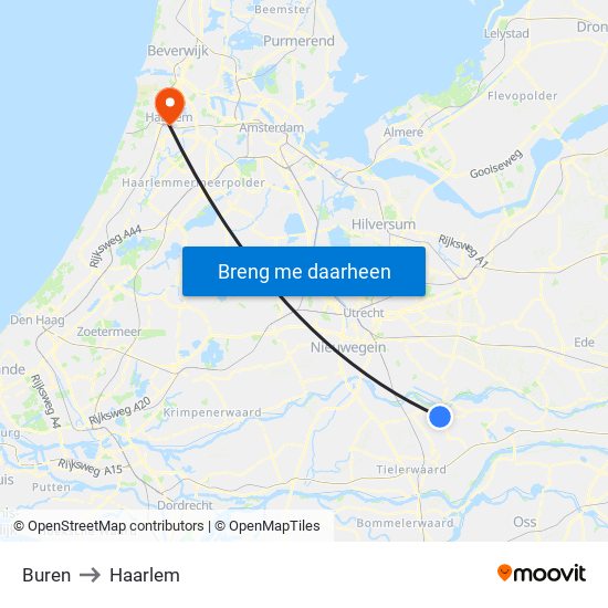 Buren to Haarlem map