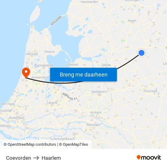 Coevorden to Haarlem map