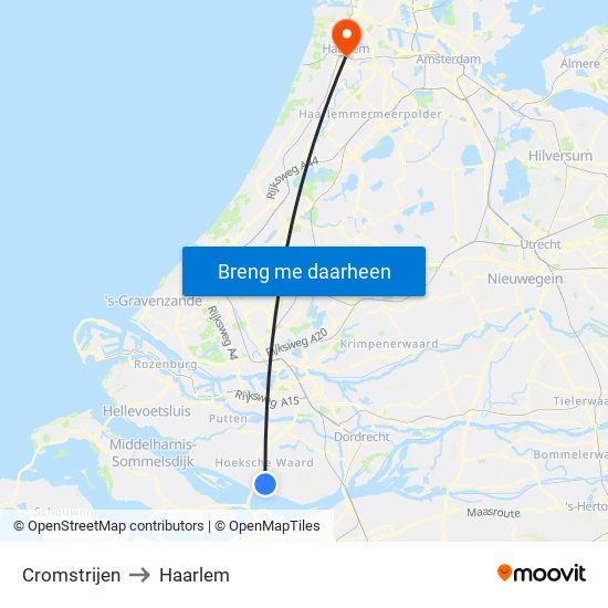 Cromstrijen to Haarlem map