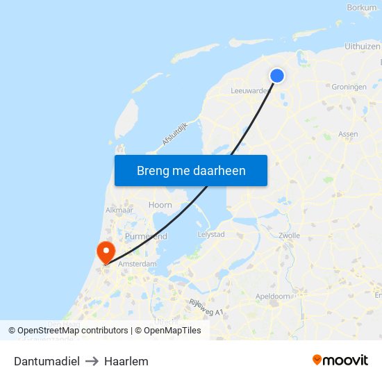 Dantumadiel to Haarlem map