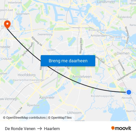 De Ronde Venen to Haarlem map