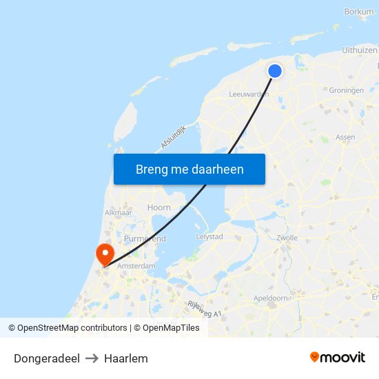 Dongeradeel to Haarlem map