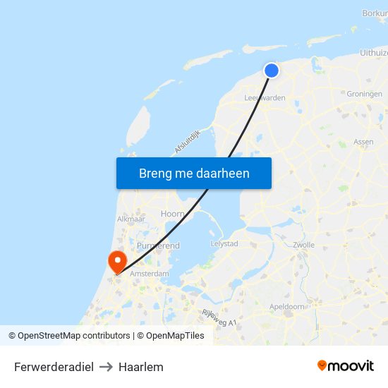 Ferwerderadiel to Haarlem map