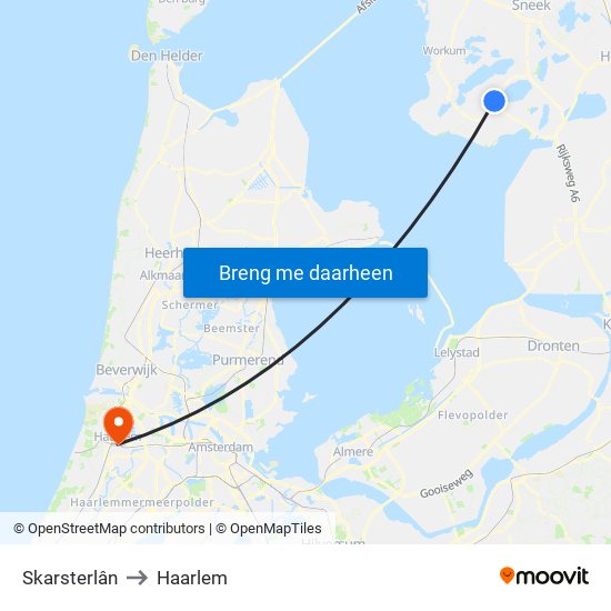 Skarsterlân to Haarlem map