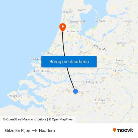 Gilze En Rijen to Haarlem map
