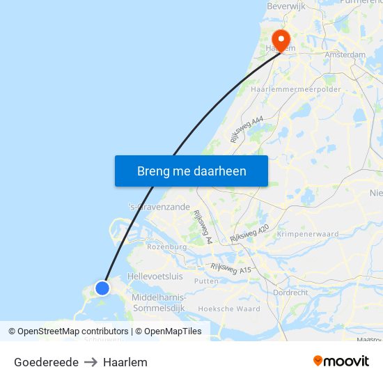 Goedereede to Haarlem map