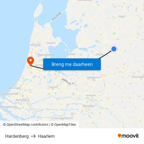 Hardenberg to Haarlem map