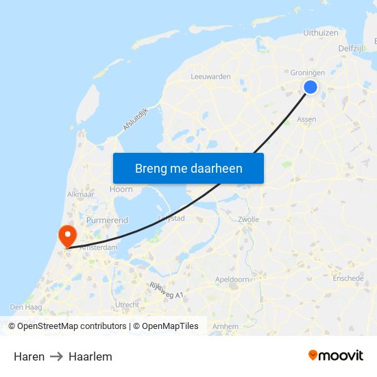 Haren to Haarlem map