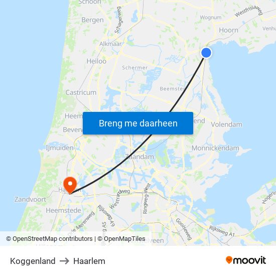 Koggenland to Haarlem map