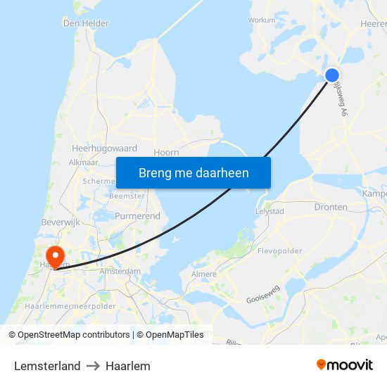 Lemsterland to Haarlem map