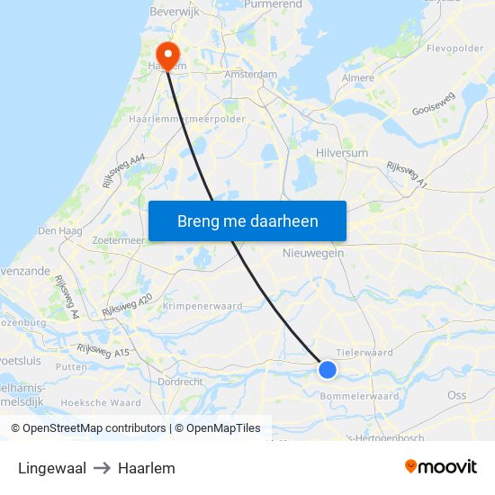 Lingewaal to Haarlem map