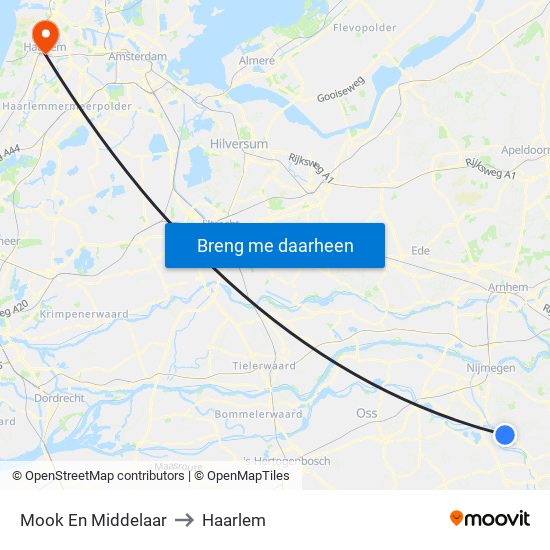 Mook En Middelaar to Haarlem map
