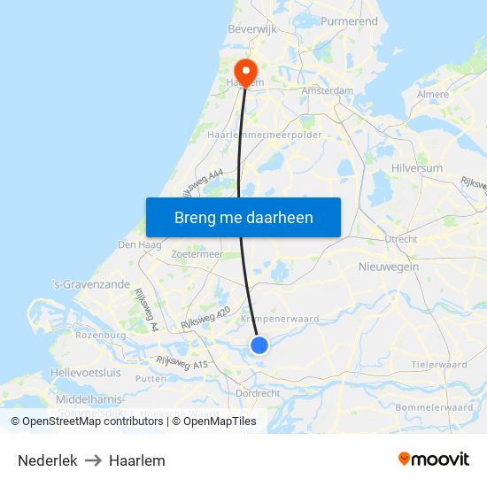 Nederlek to Haarlem map