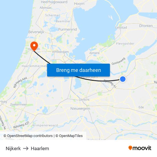 Nijkerk to Haarlem map