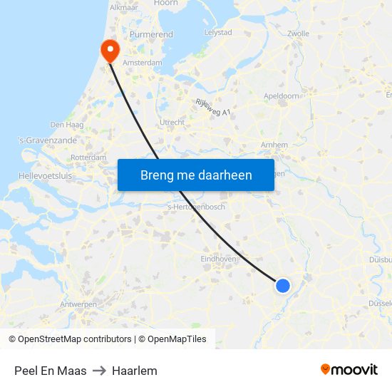 Peel En Maas to Haarlem map