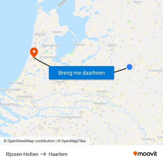 Rijssen-Holten to Haarlem map