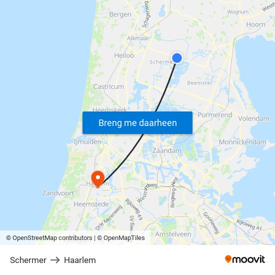 Schermer to Haarlem map