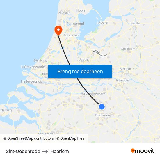 Sint-Oedenrode to Haarlem map