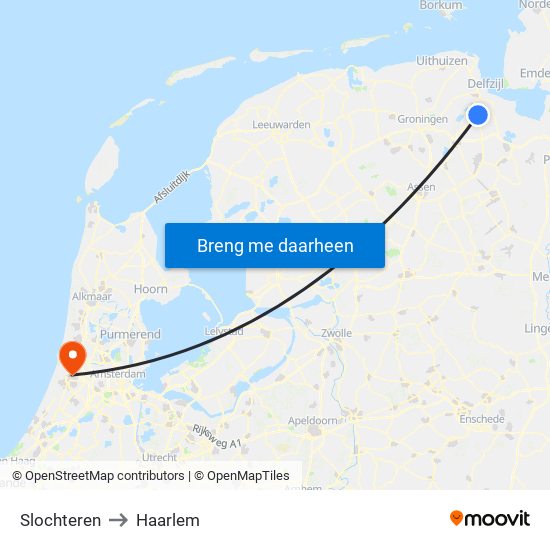 Slochteren to Haarlem map