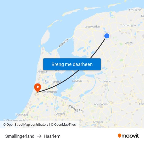 Smallingerland to Haarlem map