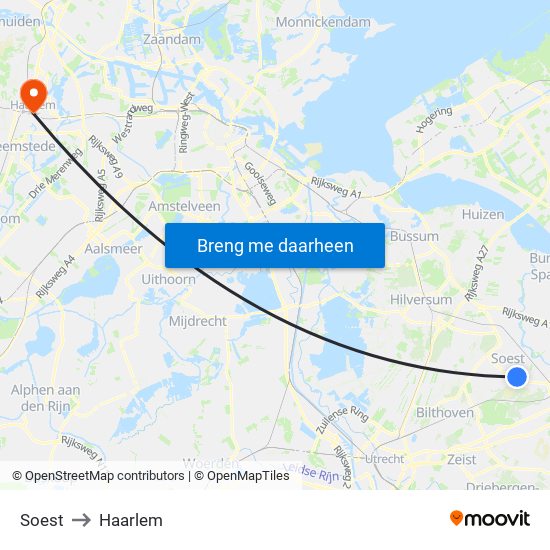 Soest to Haarlem map