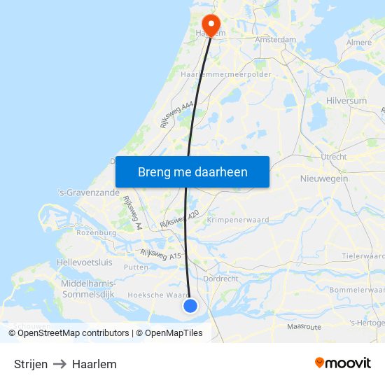 Strijen to Haarlem map