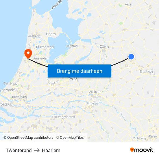 Twenterand to Haarlem map
