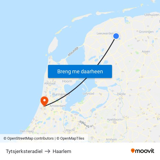 Tytsjerksteradiel to Haarlem map