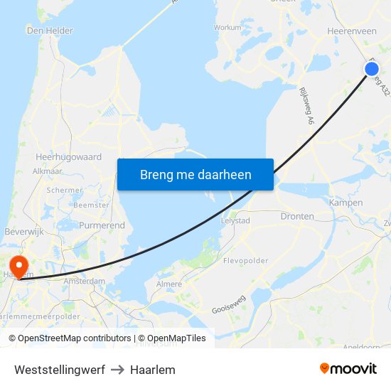 Weststellingwerf to Haarlem map