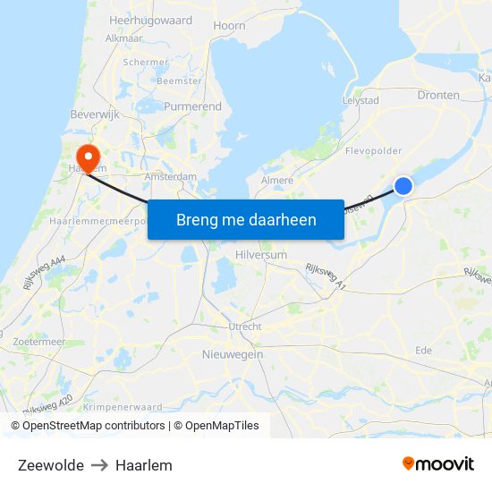 Zeewolde to Haarlem map