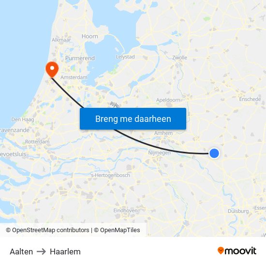 Aalten to Haarlem map