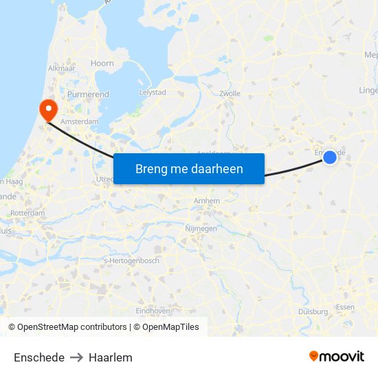 Enschede to Haarlem map