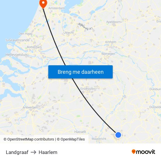 Landgraaf to Haarlem map