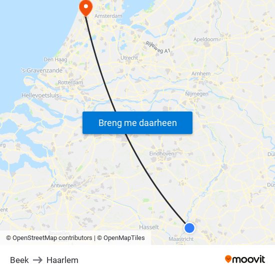 Beek to Haarlem map