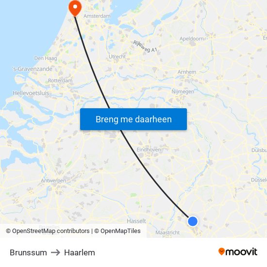 Brunssum to Haarlem map